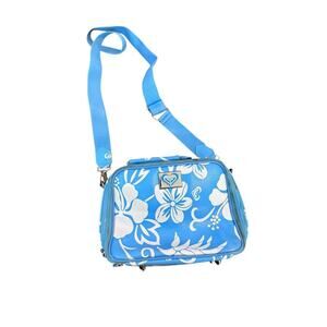 Roxy vintage Blue & White Floral Print Crossbody Straps Suitcase lunchbox